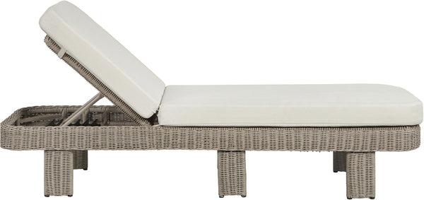Meridian Furniture Sandbay Outdoor Wicker Lounge Chair with Uv Resistant Olefin Cushion for Patio Resort Seating Cream 55009Cream