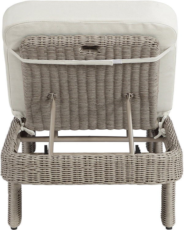 Meridian Furniture Sandbay Outdoor Wicker Lounge Chair with Uv Resistant Olefin Cushion for Patio Resort Seating Cream 55009Cream