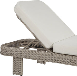 Meridian Furniture Sandbay Outdoor Wicker Lounge Chair with Uv Resistant Olefin Cushion for Patio Resort Seating Cream 55009Cream