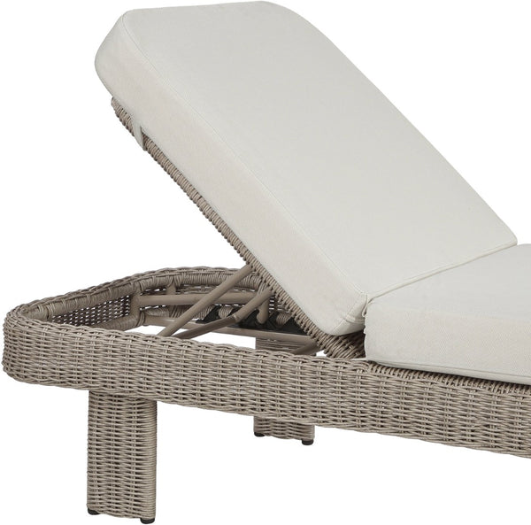 Meridian Furniture Sandbay Outdoor Wicker Lounge Chair with Uv Resistant Olefin Cushion for Patio Resort Seating Cream 55009Cream