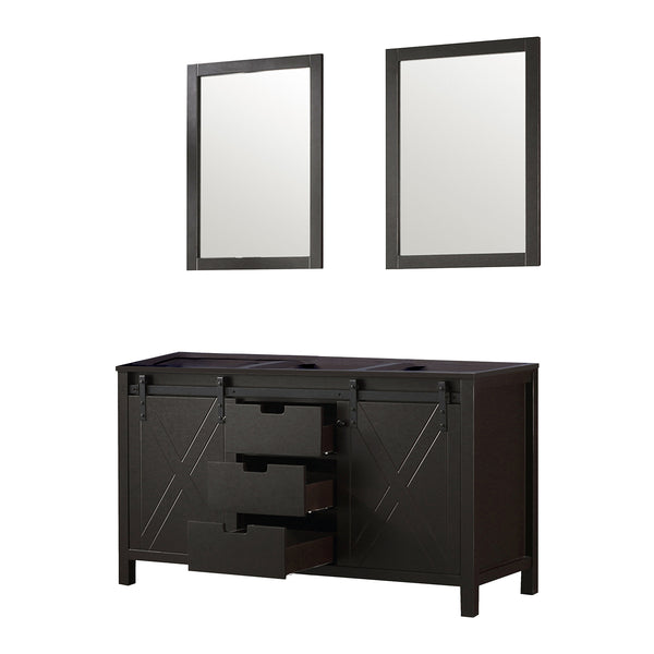 English Elm Brown Double Bath Vanity With 2 Mirrors - Elegant Storage Solution For Family & Guest Bathrooms B2731S00569