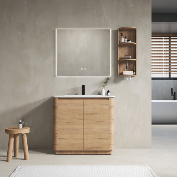 English Elm 36'' Freestanding Bathroom Vanity With Ceramic Sink, Soft-Close Doors & Stylish Storage Solutions W999S00403