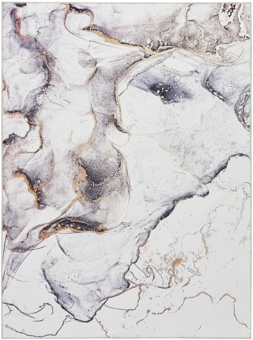 Homeroots 5' X 7' Black And Gold Abstract Power Loom Area Rug  Other Material 550102