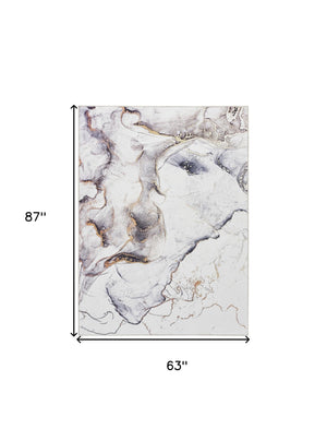 Homeroots 5' X 7' Black And Gold Abstract Power Loom Area Rug  Other Material 550102