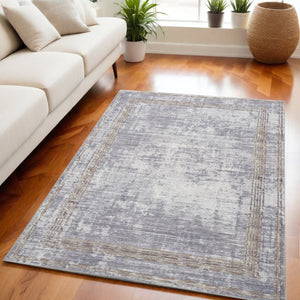 Homeroots 5' X 7' Beige Ivory And Gray Power Loom Area Rug  Other Material 550108