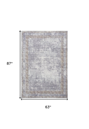 Homeroots 5' X 7' Beige Ivory And Gray Power Loom Area Rug  Other Material 550108