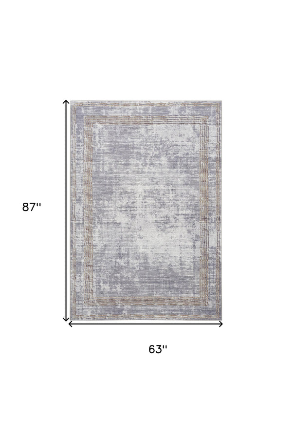 Homeroots 5' X 7' Beige Ivory And Gray Power Loom Area Rug  Other Material 550108