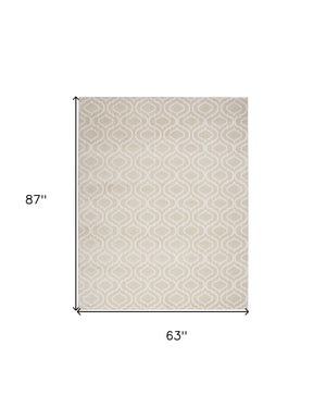 Homeroots 5' X 7' Beige And Ivory Trellis Non Skid Area Rug  Polypropylene 550117