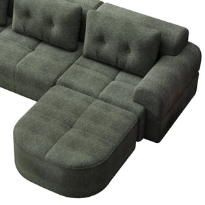 English Elm Modular Sectional Sofa with Chaise Full Foam Build Woven Fabric for Living Room Blackish Green W2379S00006