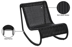 Meridian Furniture Antigua All-weather Wicker Outdoor Rocking Chair with Steel Frame for Porch and Patio Black 55011Black