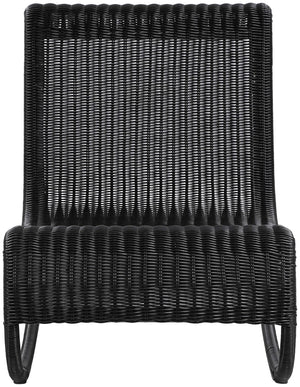 Meridian Furniture Antigua All-weather Wicker Outdoor Rocking Chair with Steel Frame for Porch and Patio Black 55011Black