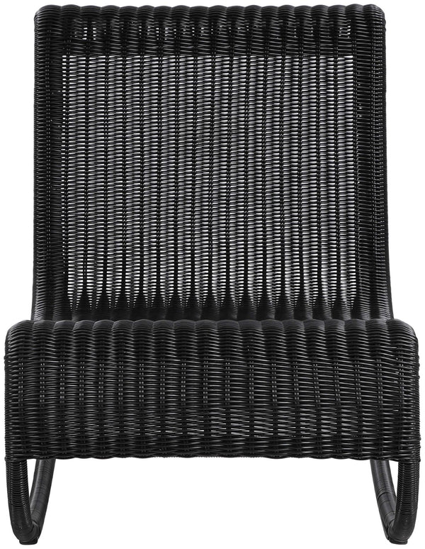 Meridian Furniture Antigua All-weather Wicker Outdoor Rocking Chair with Steel Frame for Porch and Patio Black 55011Black