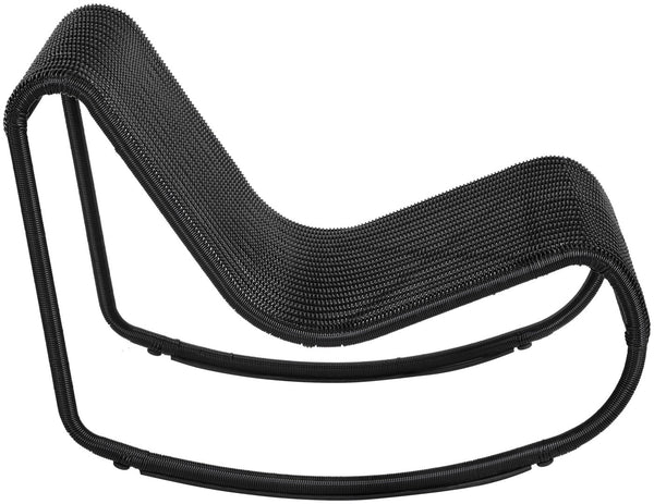 Meridian Furniture Antigua All-weather Wicker Outdoor Rocking Chair with Steel Frame for Porch and Patio Black 55011Black