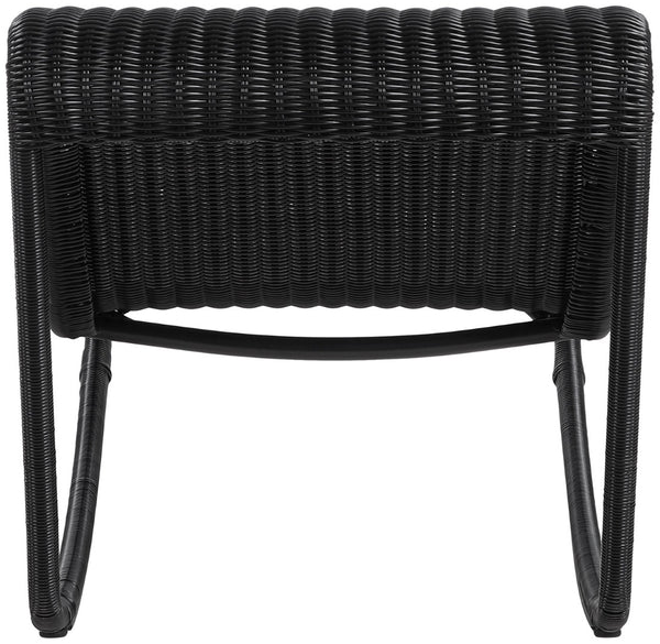 Meridian Furniture Antigua All-weather Wicker Outdoor Rocking Chair with Steel Frame for Porch and Patio Black 55011Black