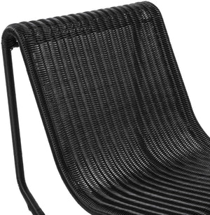Meridian Furniture Antigua All-weather Wicker Outdoor Rocking Chair with Steel Frame for Porch and Patio Black 55011Black