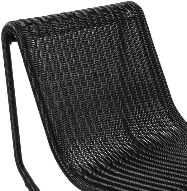 Meridian Furniture Antigua All-weather Wicker Outdoor Rocking Chair with Steel Frame for Porch and Patio Black 55011Black