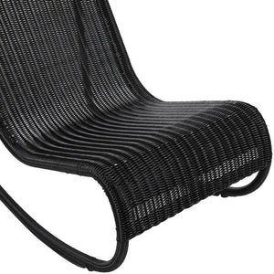 Meridian Furniture Antigua All-weather Wicker Outdoor Rocking Chair with Steel Frame for Porch and Patio Black 55011Black