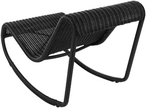 Meridian Furniture Antigua All-weather Wicker Outdoor Rocking Chair with Steel Frame for Porch and Patio Black 55011Black
