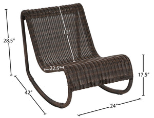 Meridian Furniture Antigua All-weather Wicker Outdoor Rocking Chair with Steel Frame for Porch and Patio Brown 55011Brown
