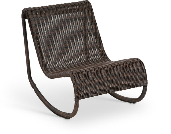 Meridian Furniture Antigua All-weather Wicker Outdoor Rocking Chair with Steel Frame for Porch and Patio Brown 55011Brown