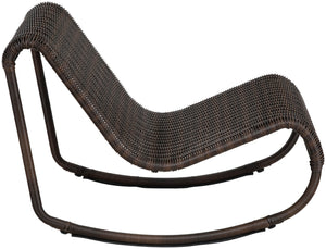 Meridian Furniture Antigua All-weather Wicker Outdoor Rocking Chair with Steel Frame for Porch and Patio Brown 55011Brown