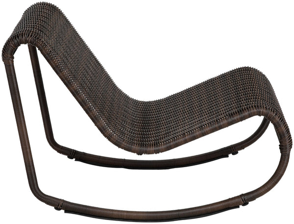 Meridian Furniture Antigua All-weather Wicker Outdoor Rocking Chair with Steel Frame for Porch and Patio Brown 55011Brown