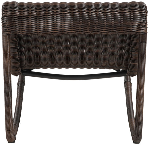 Meridian Furniture Antigua All-weather Wicker Outdoor Rocking Chair with Steel Frame for Porch and Patio Brown 55011Brown