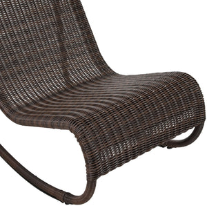 Meridian Furniture Antigua All-weather Wicker Outdoor Rocking Chair with Steel Frame for Porch and Patio Brown 55011Brown