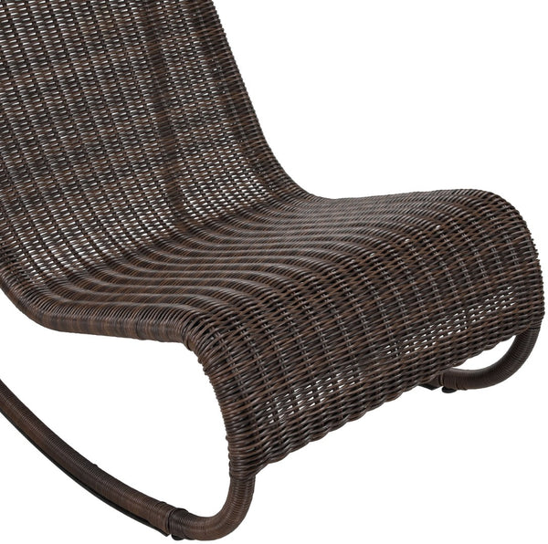Meridian Furniture Antigua All-weather Wicker Outdoor Rocking Chair with Steel Frame for Porch and Patio Brown 55011Brown