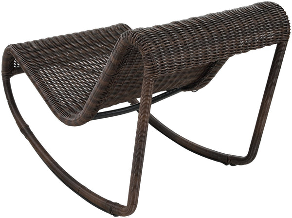 Meridian Furniture Antigua All-weather Wicker Outdoor Rocking Chair with Steel Frame for Porch and Patio Brown 55011Brown