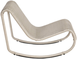 Meridian Furniture Antigua All-weather Wicker Outdoor Rocking Chair with Steel Frame for Porch and Patio Cream 55011Cream