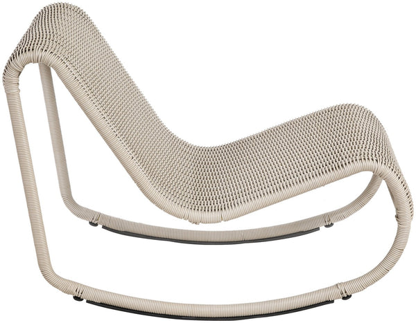 Meridian Furniture Antigua All-weather Wicker Outdoor Rocking Chair with Steel Frame for Porch and Patio Cream 55011Cream