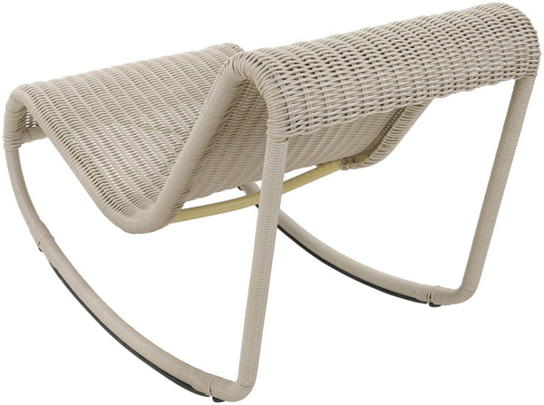 Meridian Furniture Antigua All-weather Wicker Outdoor Rocking Chair with Steel Frame for Porch and Patio Cream 55011Cream