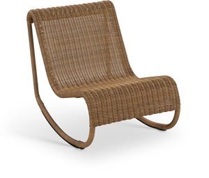 Meridian Furniture Antigua All-weather Wicker Outdoor Rocking Chair with Steel Frame for Porch and Patio Natural 55011Natural