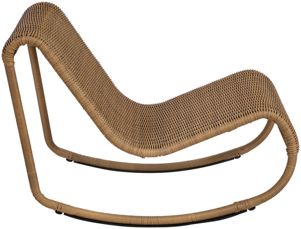 Meridian Furniture Antigua All-weather Wicker Outdoor Rocking Chair with Steel Frame for Porch and Patio Natural 55011Natural