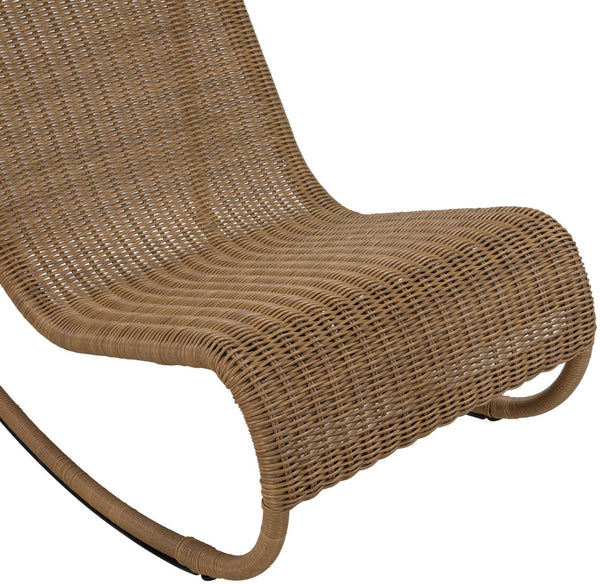 Meridian Furniture Antigua All-weather Wicker Outdoor Rocking Chair with Steel Frame for Porch and Patio Natural 55011Natural