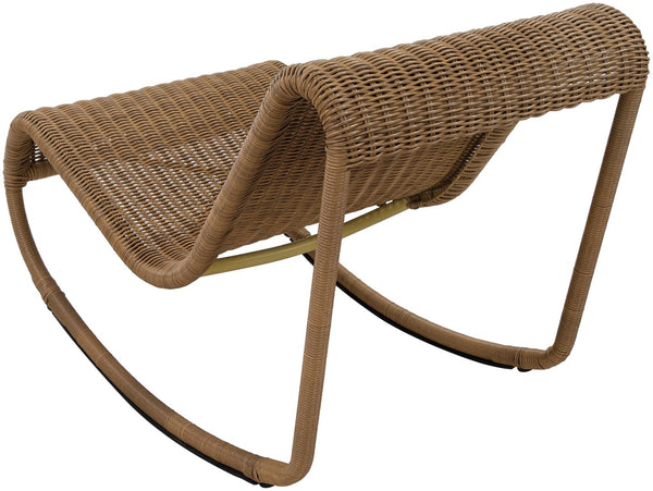 Meridian Furniture Antigua All-weather Wicker Outdoor Rocking Chair with Steel Frame for Porch and Patio Natural 55011Natural