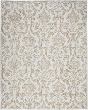 Homeroots 5' X 7' Beige And Ivory Damask Distressed Non Skid Area Rug  Polypropylene 550121
