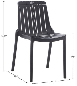 Meridian Furniture Marilla Stackable Polypropylene Outdoor Dining Chair Uv Resistant Modern Patio Seating Black 55012Black-C