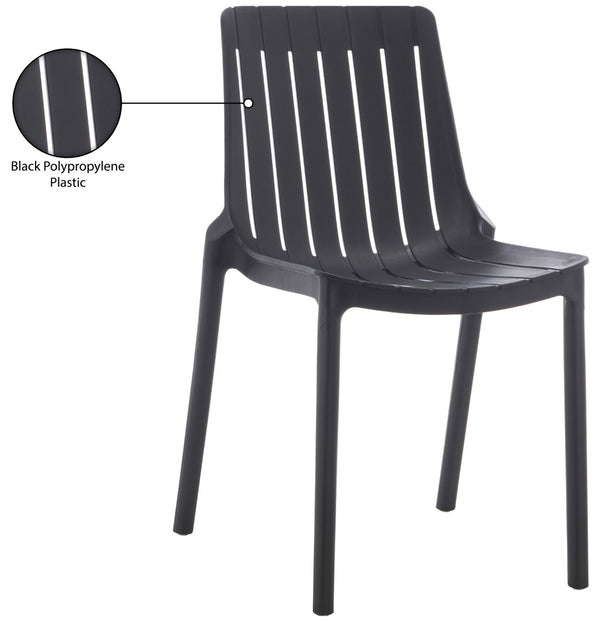Meridian Furniture Marilla Stackable Polypropylene Outdoor Dining Chair Uv Resistant Modern Patio Seating Black 55012Black-C