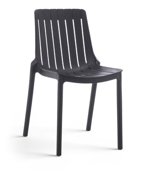 Meridian Furniture Marilla Stackable Polypropylene Outdoor Dining Chair Uv Resistant Modern Patio Seating Black 55012Black-C