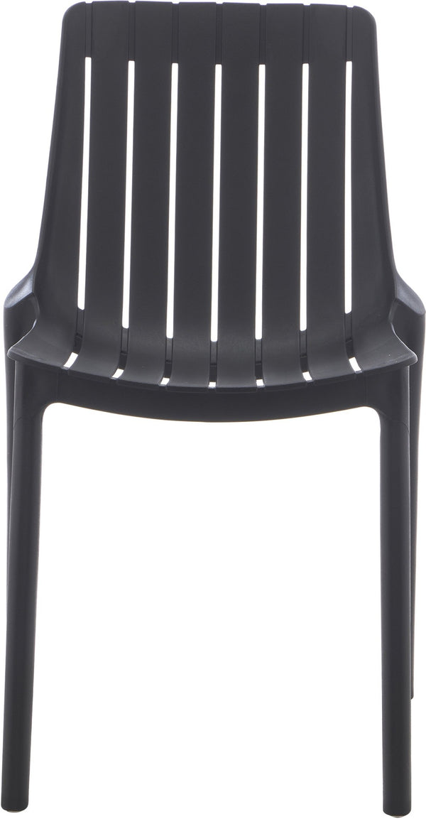 Meridian Furniture Marilla Stackable Polypropylene Outdoor Dining Chair Uv Resistant Modern Patio Seating Black 55012Black-C