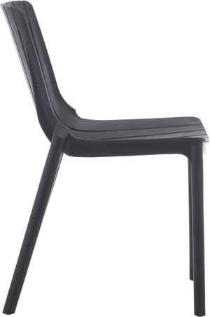 Meridian Furniture Marilla Stackable Polypropylene Outdoor Dining Chair Uv Resistant Modern Patio Seating Black 55012Black-C