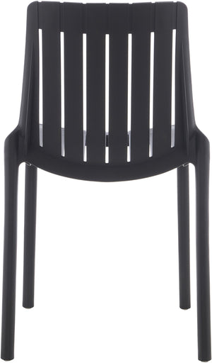 Meridian Furniture Marilla Stackable Polypropylene Outdoor Dining Chair Uv Resistant Modern Patio Seating Black 55012Black-C