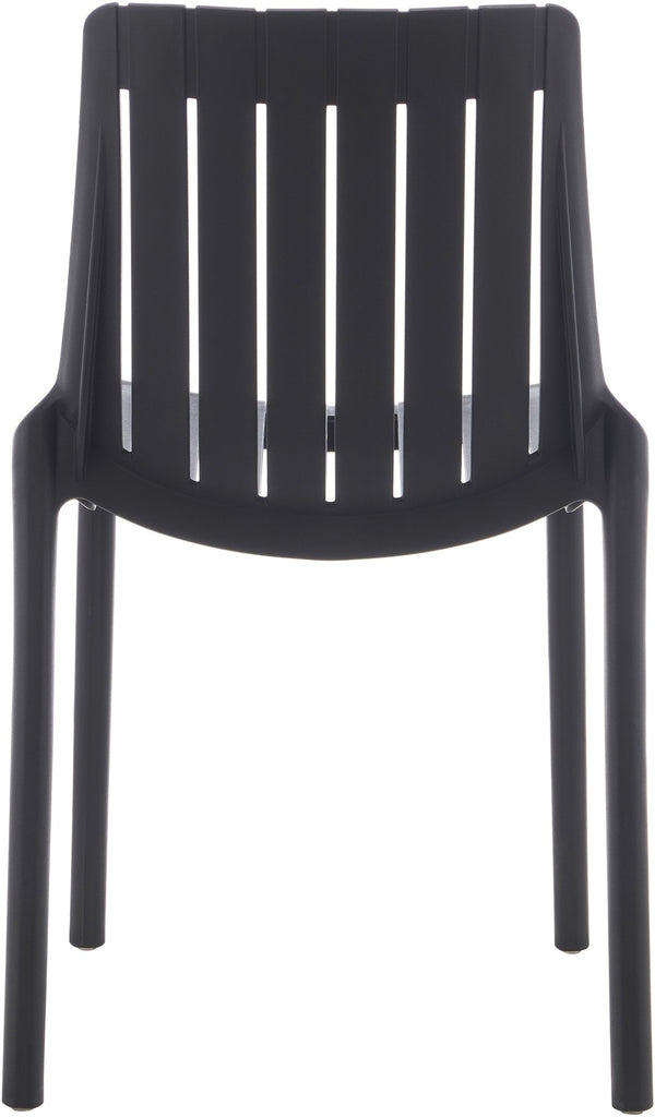 Meridian Furniture Marilla Stackable Polypropylene Outdoor Dining Chair Uv Resistant Modern Patio Seating Black 55012Black-C