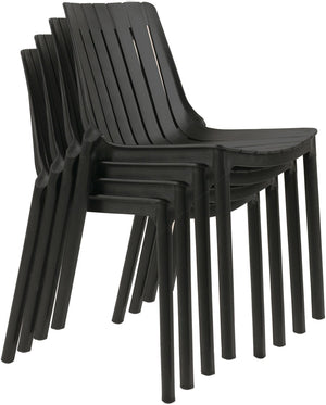 Meridian Furniture Marilla Stackable Polypropylene Outdoor Dining Chair Uv Resistant Modern Patio Seating Black 55012Black-C