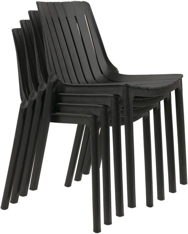 Meridian Furniture Marilla Stackable Polypropylene Outdoor Dining Chair Uv Resistant Modern Patio Seating Black 55012Black-C