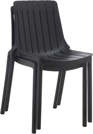 Meridian Furniture Marilla Stackable Polypropylene Outdoor Dining Chair Uv Resistant Modern Patio Seating Black 55012Black-C