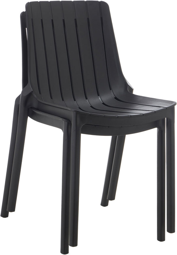 Meridian Furniture Marilla Stackable Polypropylene Outdoor Dining Chair Uv Resistant Modern Patio Seating Black 55012Black-C