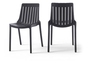 Meridian Furniture Marilla Stackable Polypropylene Outdoor Dining Chair Uv Resistant Modern Patio Seating Black 55012Black-C